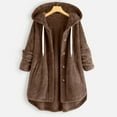 thumbnail image 2 of Patlollav Women Casual Button Jacket Pockets Long Sleeve Hooded Tops Winter Plain Coat, 2 of 7