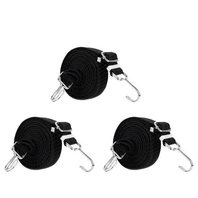 Lot de 3 Cordons Élastiques en Latex pour Moto Portable Réutilisable Crochet en Acier au Carbone Coloré 4m Corde Robuste Extérieure Sangles Noir