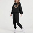 thumbnail image 2 of Eltusu Girls Outfit Sets, Long Sleeve Printed 2 Pieces Relaxed Fit Hoodies and Sweatpants Sets Black Size 7-8 T, 2 of 5