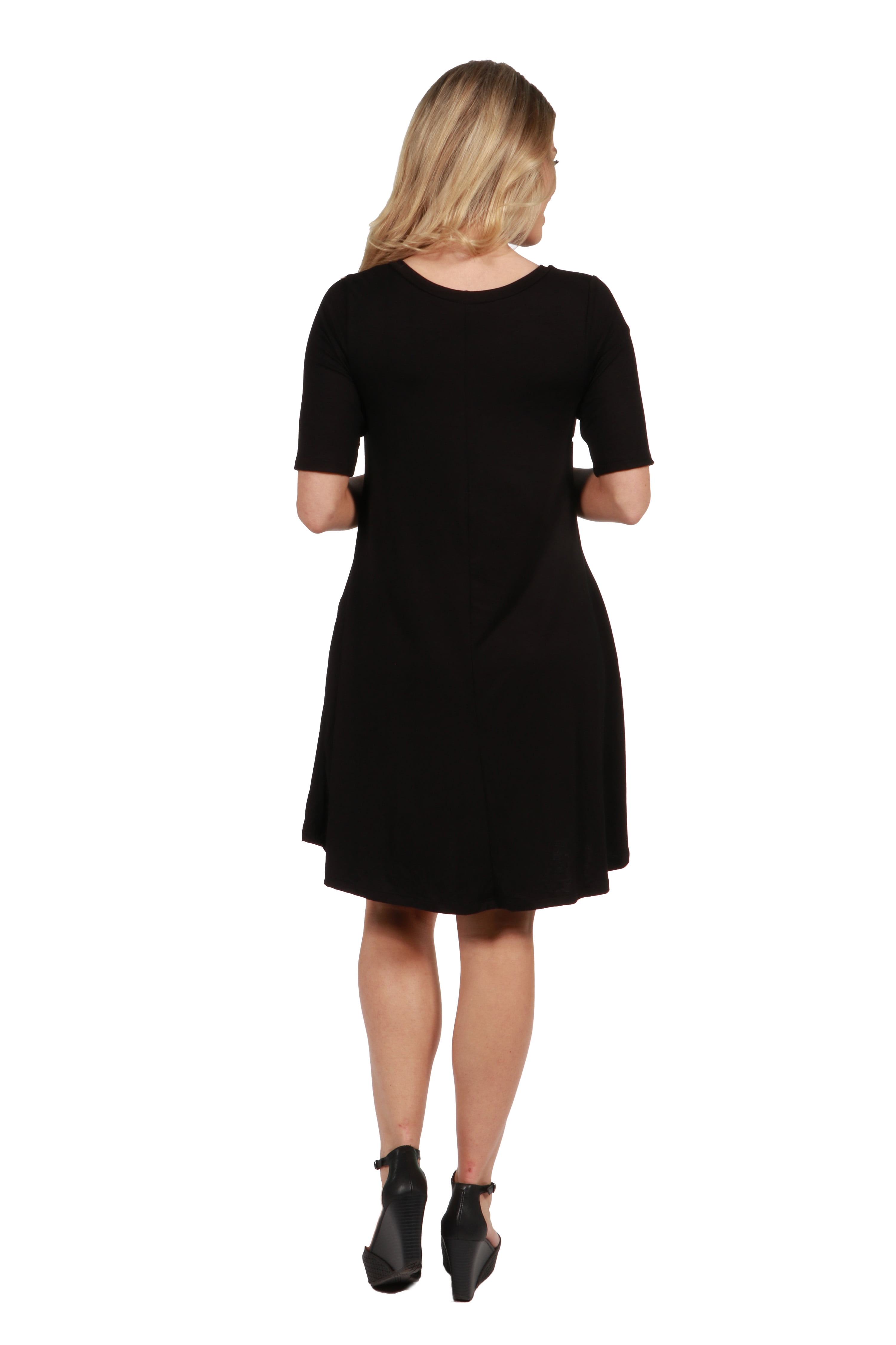 24seven Comfort Apparel Knee Length Maternity Pocket T Shirt Dress