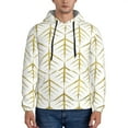thumbnail image 2 of Zufioo White And Gold Geometry Design Fleece Comfortable Hoodie for Mens,Sweatshirt for Men,Pullover Hooded Sweatshirt for Men -Small, 2 of 5