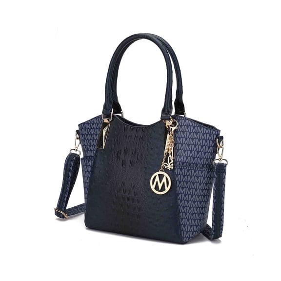 MKF Collection Kristal Women's Tote Bag Signature Vegan Leather Handbag Purse by Mia K - Navy