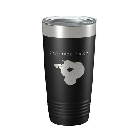 

Orchard Lake Map Tumbler Travel Mug Insulated Laser Engraved Coffee Cup Michigan 20 oz Black