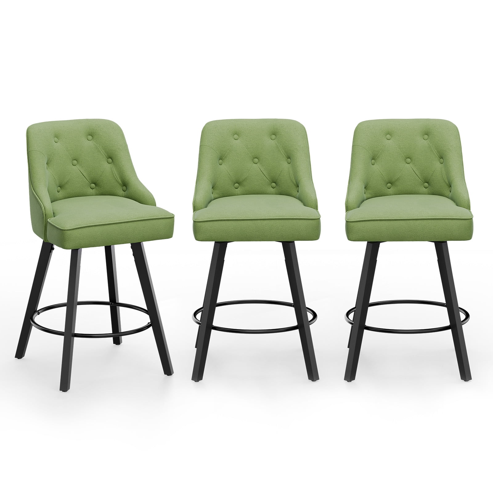Zimtown Modern Swivel Barstools with Back, 26" Counter Height Bar Stools Kitchen Island Dining Chairs Set of 2, Forest Green