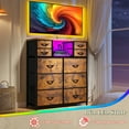 thumbnail image 4 of Enhomee Dresser for Bedroom with LED Lights & Charging Station Tall Chest of 10 Fabric Drawers with Storage Shelves, Rustic Brown, 4 of 10
