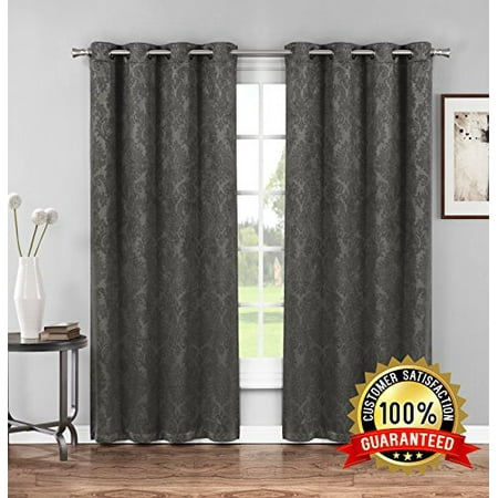 Noise Reduction Panels Evelyn - Embossed Thermal Weaved Blackout Curtain With 6 Grommets - Room Darkening & Noise Reduction Fabric - Blocks up to 97% of Sunlight - Premium Draperies (Pair, 38