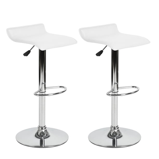 Set de 2 Sillas de Bar Color Blanco con Reposapié Altura Ajustable Giratorio HOMEMAKE FURNITURE Moderno