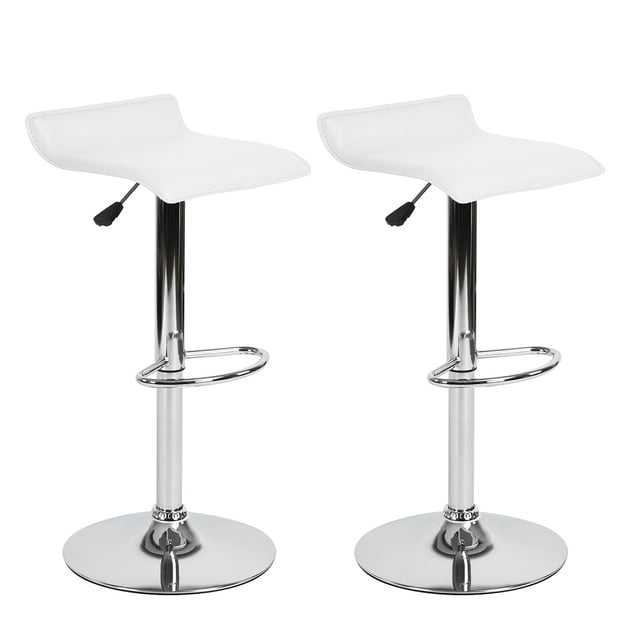 Set de 2 Sillas de Bar Color Blanco con Reposapié Altura Ajustable Giratorio HOMEMAKE FURNITURE Moderno