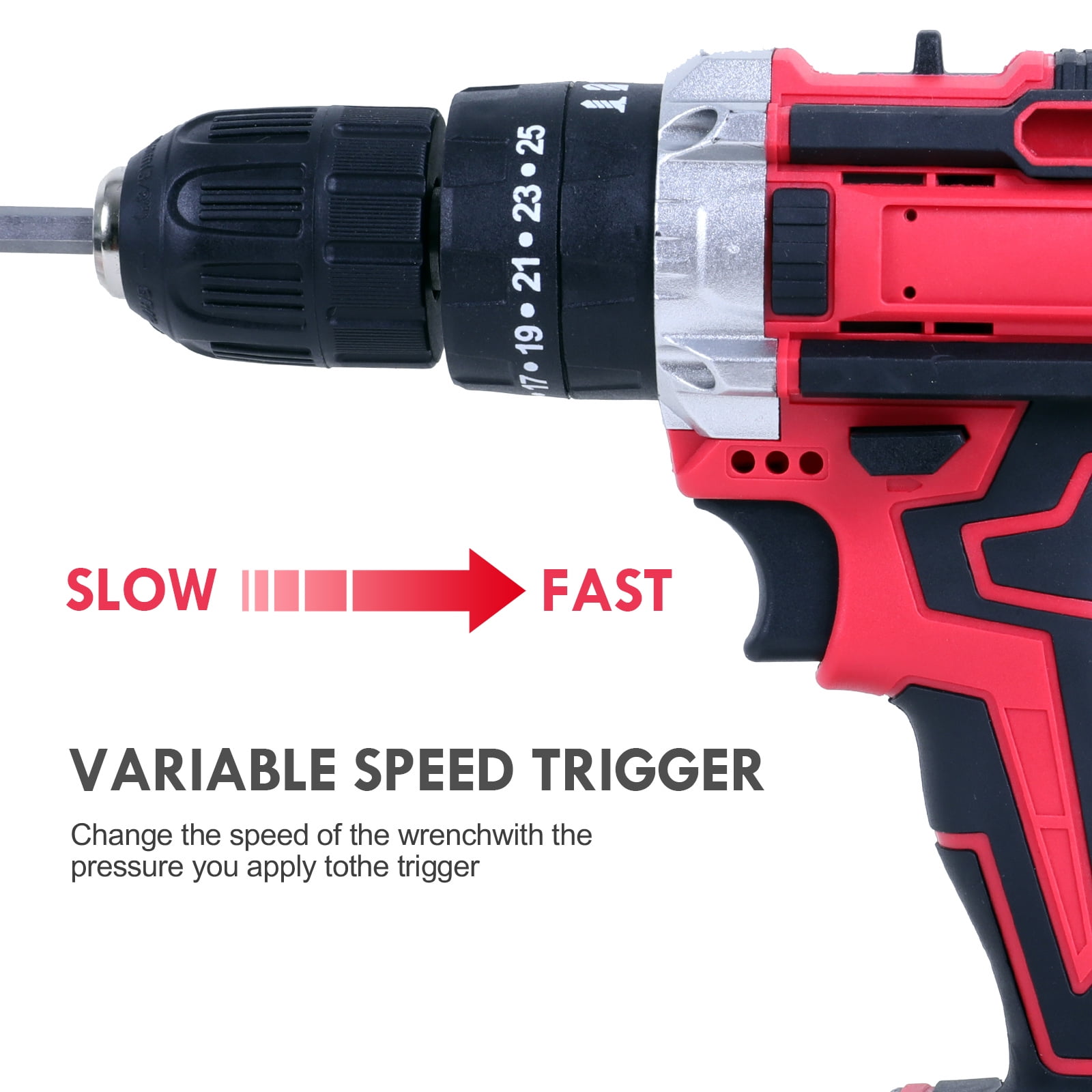 21V Electric Power Drill With Keyless Chuck, Cordless Screwdriver Drill Set with 1200mAh Battery, Charger