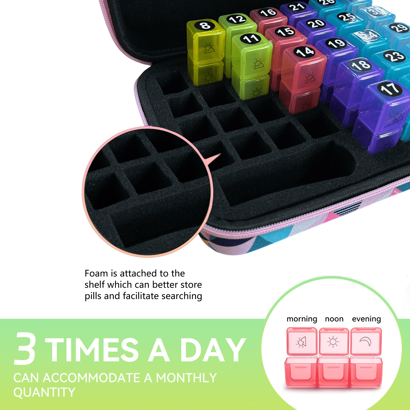 DIYING 31-Day Pink Abstract Diamond Pill Organizer – Stylish, Durable & Travel-Ready