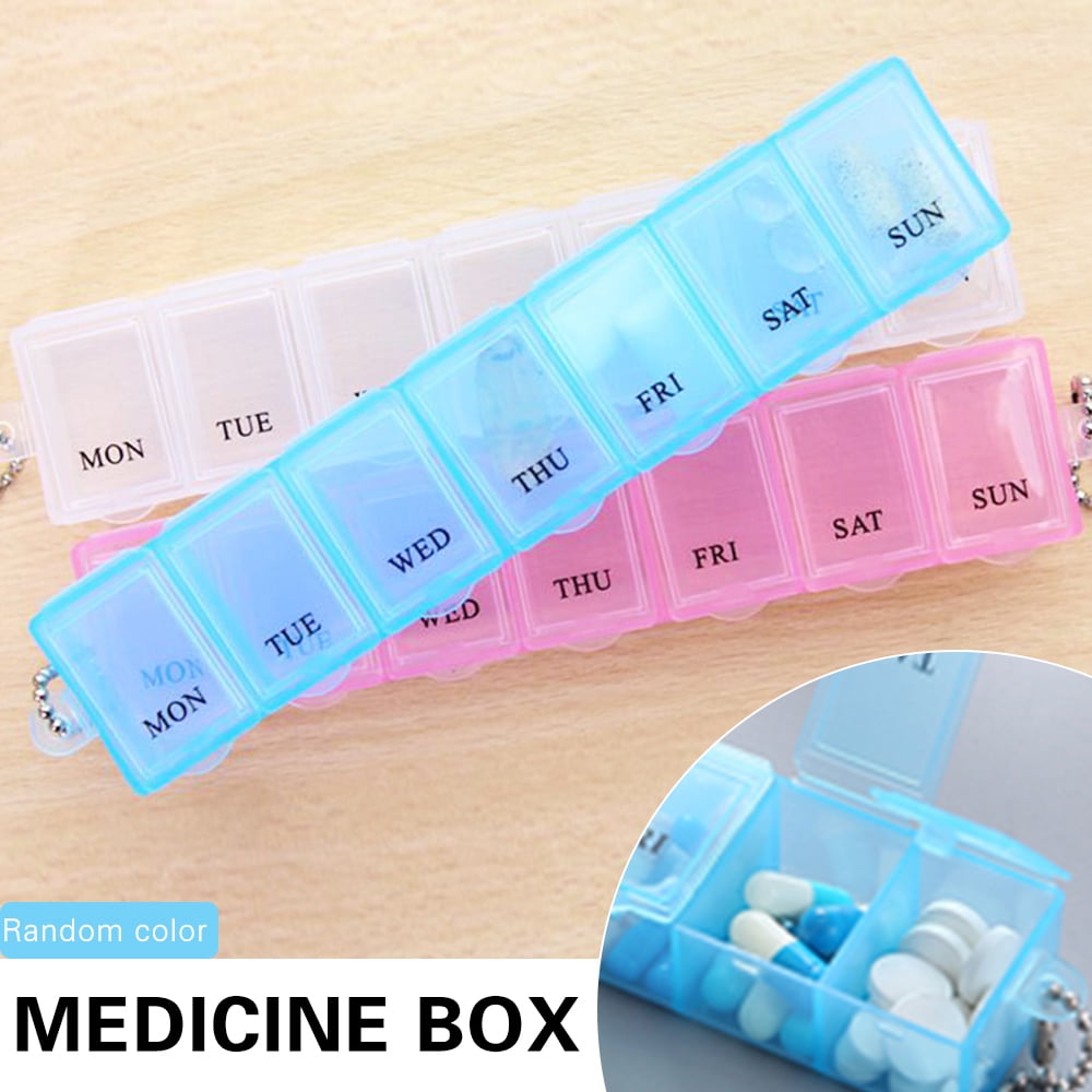 Kawaii Pill Case with Sticker Container Plastic Medicine Pill's Box Office  Home Travel Storage Storage Organizer for Small Thing