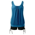 thumbnail image 4 of Women Swimsuits Solid Color Stylish Ruffle Tankini Tops with Boyshorts Sky Blue Women Bathing Suits M, 4 of 6