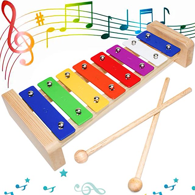 Xilófono de madera Instrumento musical para niños adultos Glockenspiel con mazo de madera Juguetes musicales 8 teclas Educación Xilófonos de percusión Juguetes de aprendizaje temprano Sailing Electrónica