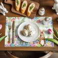 thumbnail image 5 of Easter Placemats Set of 8, Easter Gnomes Rabbits Tulip Flower Plants Green Plaid Heat Insulated Linen Place Mats, Washable Stain-Proof Table Mats for Dining Tables Holiday Decor 13x19 Inches, 5 of 9