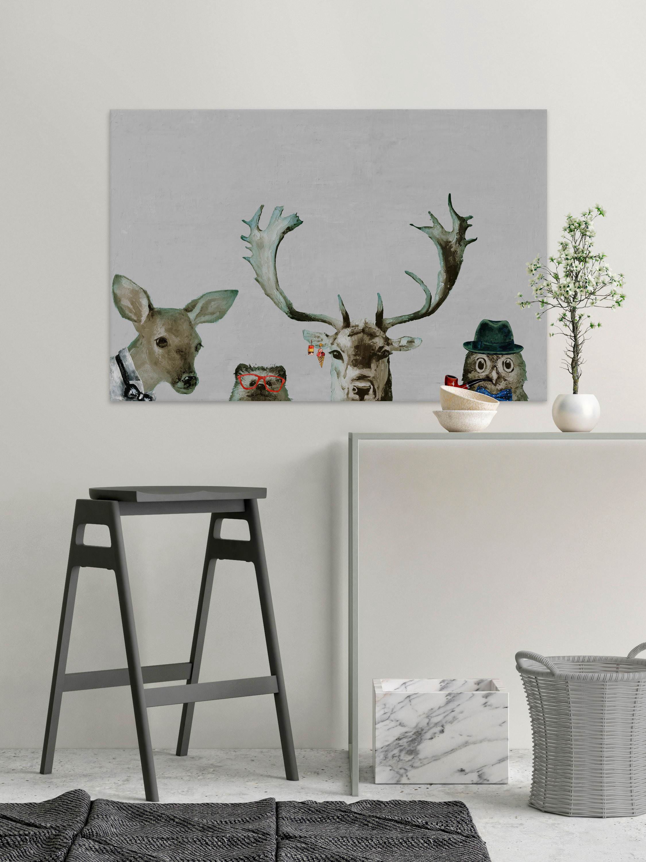 Too Cool for the Party in Gray Painting Print on Wrapped Canvas