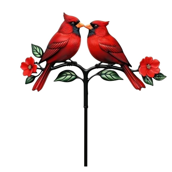Garden Decorations Outdoor Cardinal Couple Metal Garden Stake, Artistic Red Bird Yard Decor for Lawn Patio, Housewarming Home Accent for Outside Landscape Display 1 Pack