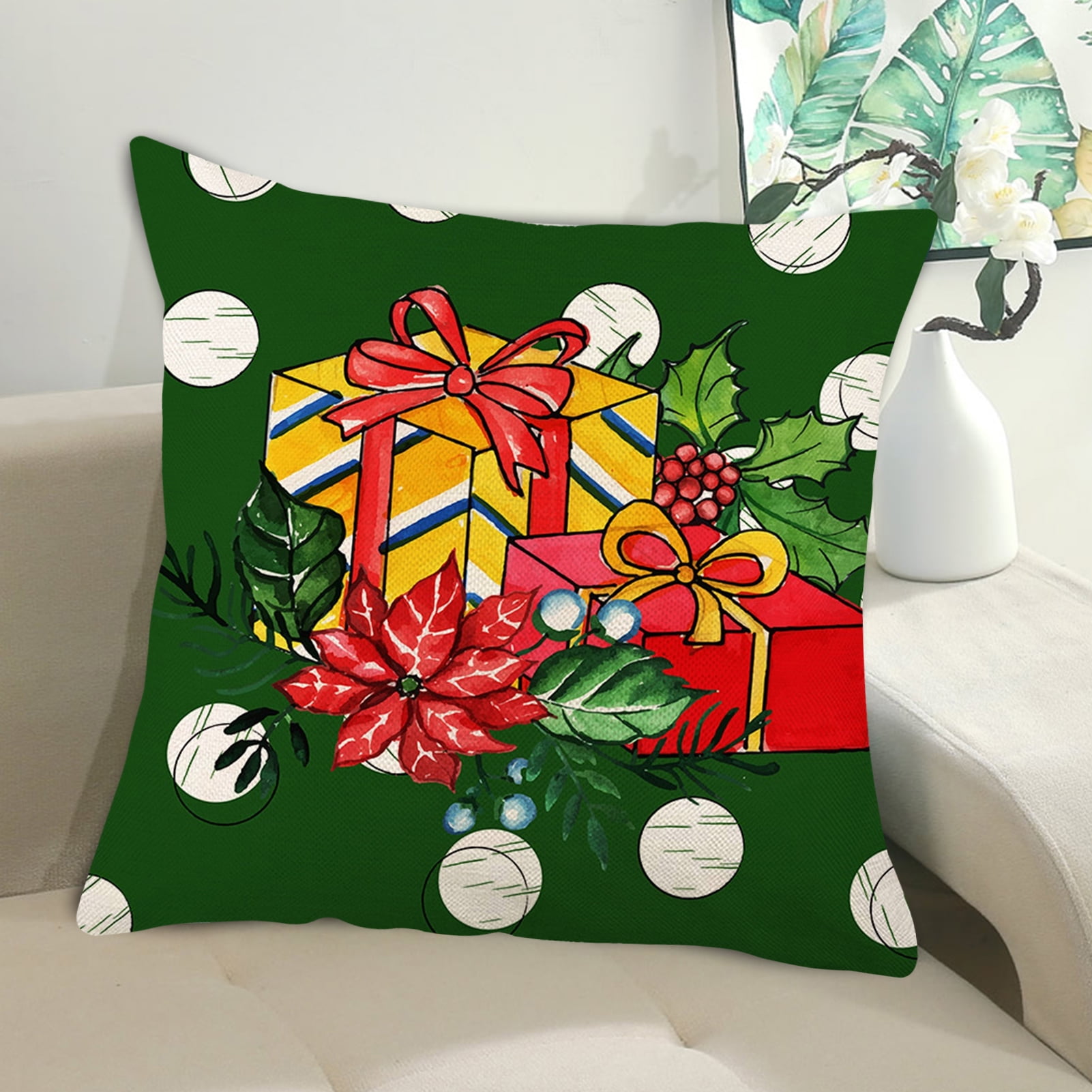 Lohuatrd Christmas Pillowcase Soft Decorative Hidden Zipper Bedroom