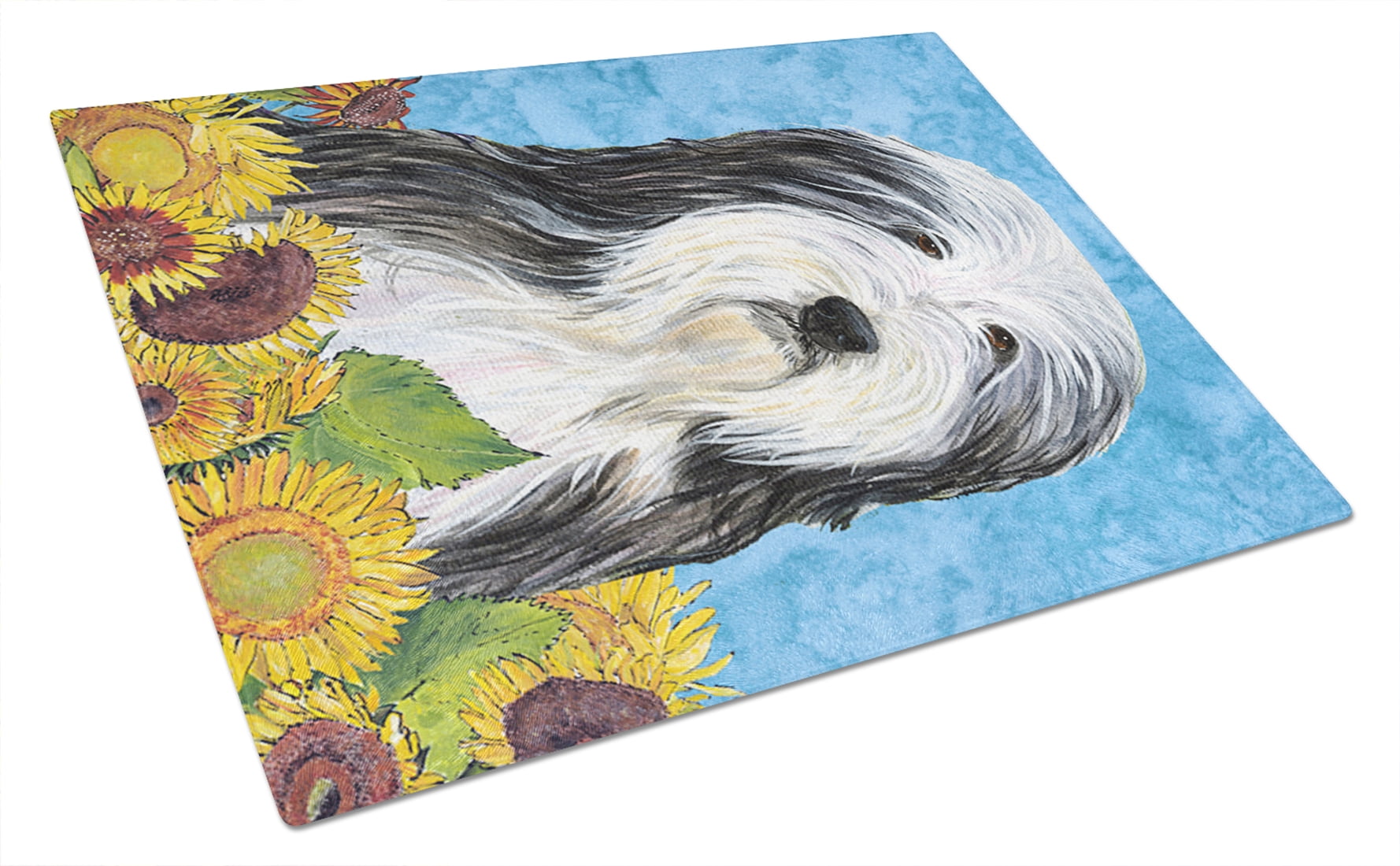 Carolines Treasures SS4186LCB Bearded Collie Glass Cutting Board Large Multicolor