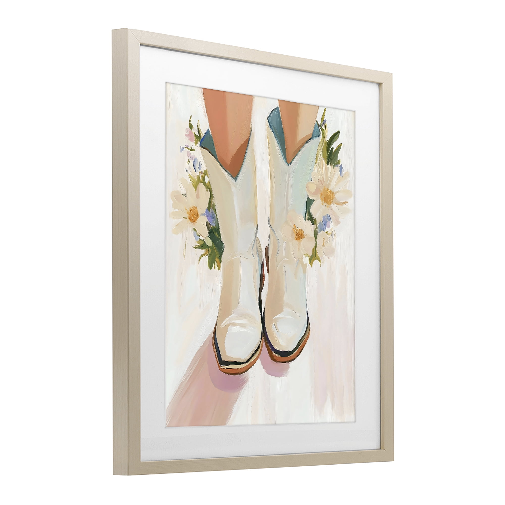 Stupell Industries Blooming Cowgirl Boots Birch Framed Print Under Glass, design by The Prints Vibe
