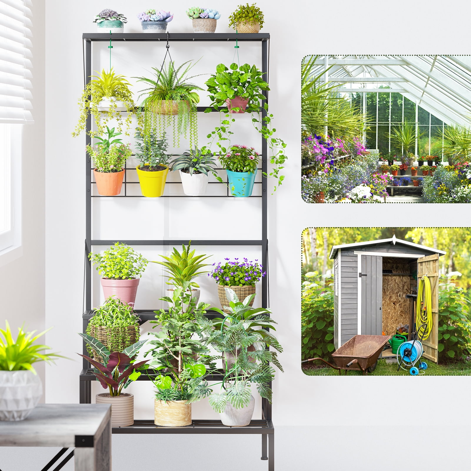 4 Tier Metal Plant Stand for Indoor Outdoor,Hanging Plant Stand Shelf