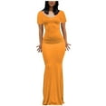 thumbnail image 1 of Birdeem Robes d'Été Décontractées pour Femmes Col Rond Manches Courtes Amincissantes Unies, 1 of 4