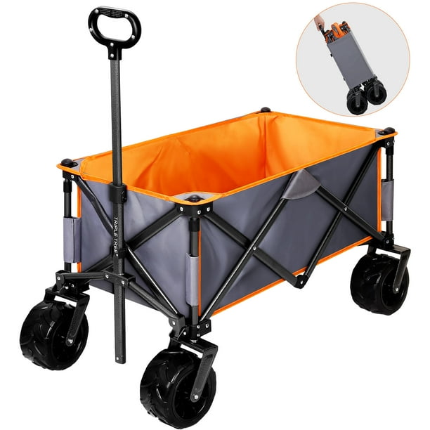 Collapsible Utility Wagon, Wide Wheel Beach Wagon All Terrain Folding