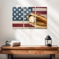 thumbnail image 2 of Elephant Stock Vintage Us Flag And Baseball Wall Art - Horizontal Multi Panel Canvas - Living Room Wall Decor - Flags Multi Panel - Brown And Orange Decor - 23" x 14", 2 of 4