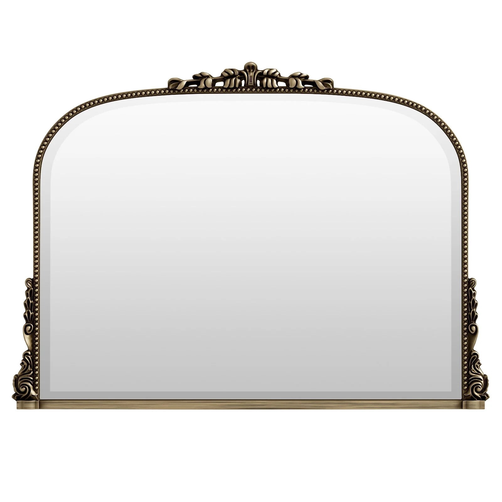 BEAUTYPEAK 44"x 32" Arched Vintage Decor Mirror Vanity Wall Mirror, Antique Bronze