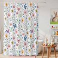 thumbnail image 6 of Shower Curtain Wildflower Green Leaf Shower Curtains for Bathroom Decor, Waterproof Polyester Shower Curtain Set with Hooks, Standard Size 72" x 72" Spring Floral White, 6 of 9