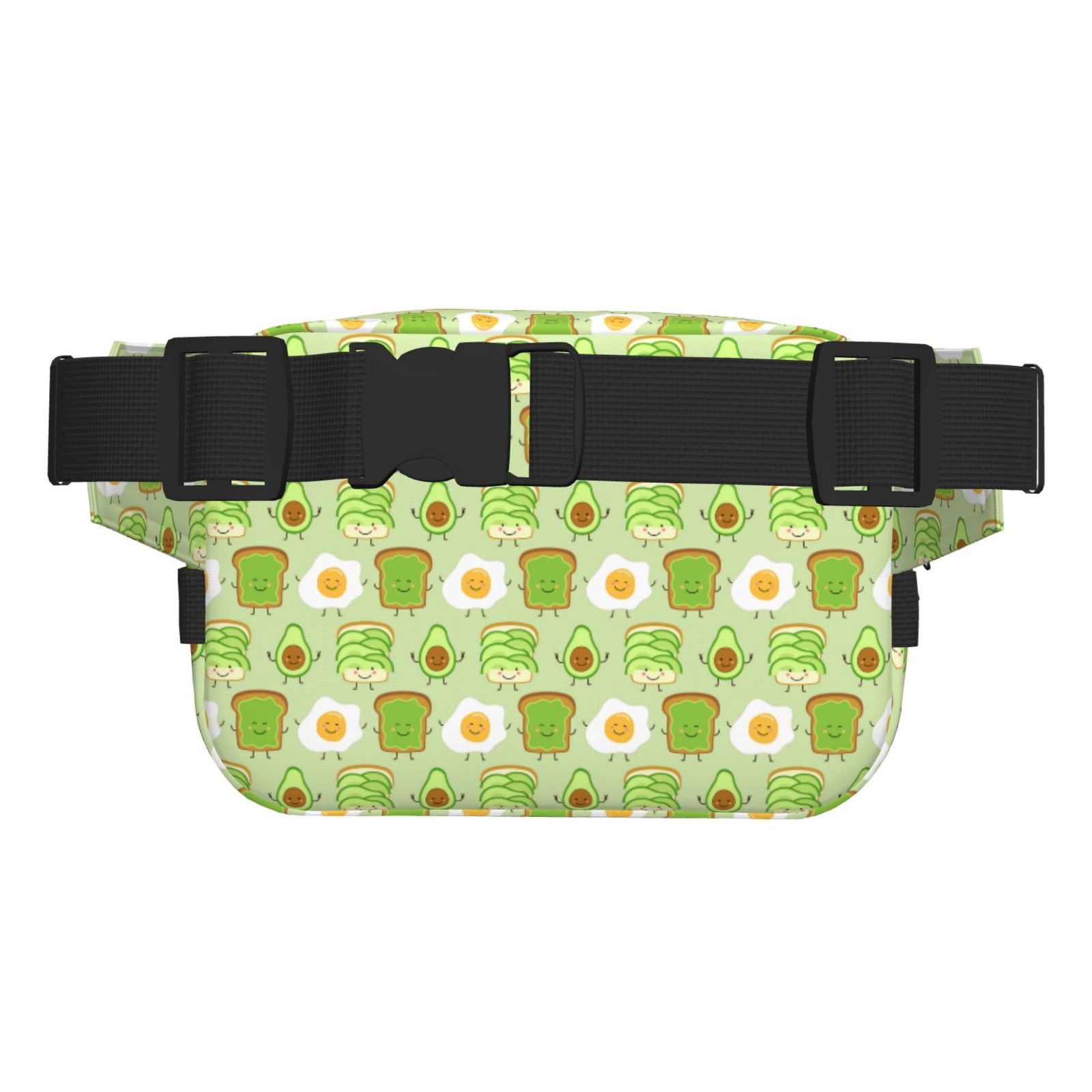 Fuzoiu Avocado And Toast Print Unisex Square Double Layer Waist Bag,Crossbody Fanny Pack Travel Workout Accessory