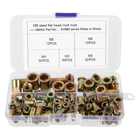 100Pcs M5 M8 Zinc Plated Carbon Steel Knurled Nuts Rivnut Flat Head Threaded Rivet Insert Nut A1862