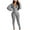 Gray, variant on Lindreshi 2 Piece Sweat Suits for Women Fashion Women V-Neck Casual Solid Color Long Sleeve Sweatshirt+ Pant Set