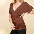thumbnail image 6 of Timegard Womens Summer Tops Deep V Neck Short Sleeve Side Ruched Slim Comfy Casual Tee Blouse Fashion, 6 of 6