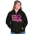 thumbnail image 3 of Breast Cancer Love Hope Strength Womens Plus Size Graphic Zipper Hoodie Brisco Brands 5X, 3 of 5