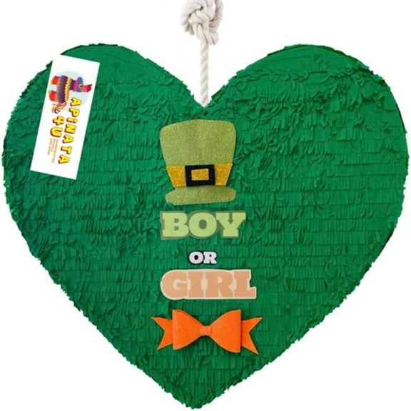 Green Heart Pinata St Patricks Day Gender Reveal St Patrick’s Day Party Little Lad or Little Lass Lucky Shamrock St Pats Day Boy or Girl