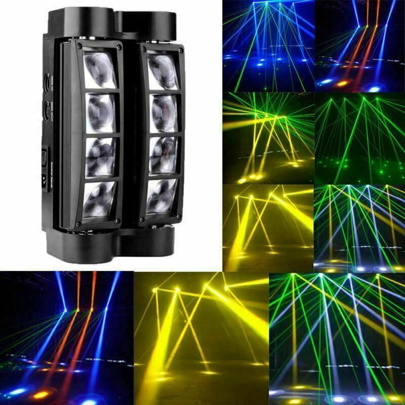 Spider Moving Head light, 80W RGBW 8x LED 4 Color Spider Beam Moving Head  Stage Lighting Bar Disco DJ Party Lights