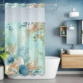 thumbnail image 6 of No Hook Shower Curtains with Snap-in Liner Set, Teal Beach Coastal Waterproof Hotel Style Bathroom Shower Curtain, Summer Nautical Coral Shell Botanical Breathable Mesh Top Bath Curtains 36''x72'', 6 of 9