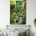 thumbnail image 4 of Garden Tapestry, Pond in Asian Style Garden Arboretum Trees Bush Foliage Rocks Waterscape Picture, Wall Hanging for Bedroom Living Room Dorm Decor, 60W X 80L Inches, Green White, by Ambesonne, 4 of 5
