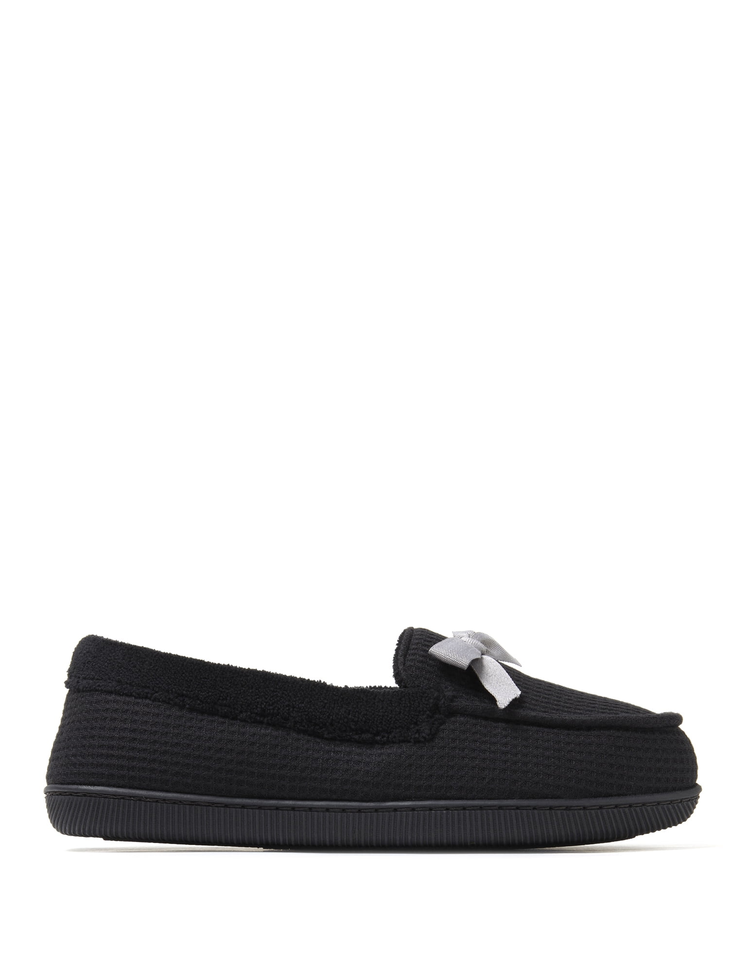 Dearfoams Cozy Comfort Women's Waffle And Terry Moccasin Slippers