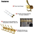 thumbnail image 5 of Dseap Coat Rack Wall Mounted-5 Tri Hooks,Stainless Steel Heavy Duty Metal Coat Hook Rail for Hats Clothing Entryway,Gold 2 Pack, 5 of 6