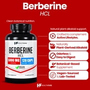 HealthFare Berberine HCL 5000mg | 120 Veg Capsules | Extra Strength Herbal Extract | Non-GMO, Gluten-Free | Made in the USA
