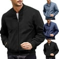 thumbnail image 3 of Purcolt Men's Vintage Faux Suede Bomber Jacket Causal Lightweight Zip Up Windbreaker Golf Jacket Business Work Office Dress Coat, 3 of 4