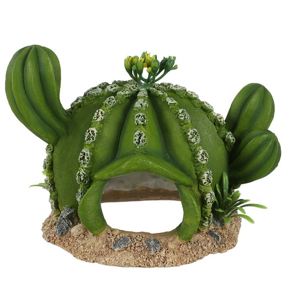 MasteelfCA Cactus en Résine Décoration Reptiles Caché Boîte d'Alimentation Décor (Vert)