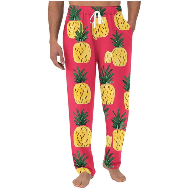 Pisexur Sweatpants for Men High-end Fabric Work Pants for Men,Men Printing Elastic Waist Draw Rope Pocket Full Length Pants Red,2XL