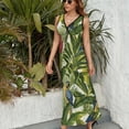 thumbnail image 4 of Jungle Parrot Pattern Sleeveless Dress Dresses for wedding party women's evening dresses, 4 of 7