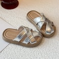 thumbnail image 5 of Viluyesy Girls Slide Sandals Kids Summer Criss Cross Open Toe Slip On Lightweight Casual Shoes Gray Size 12.5 Little Kids, 5 of 6