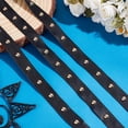thumbnail image 4 of 1 Set 9 Yards(8.2m) PU Leathers Lace with Rivet 0.8inch Wide Black Studded Beading String Gothic Leathers Trim with Brass Round Stud Punk Suede Cord Rope with Spool for DIY Sewing Crafting, 4 of 7