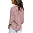 thumbnail image 3 of Frontwalk Button Down Shirts for Womens Casual Office Work Plain Tops Plus Size Roll Up Long Sleeve Blouse with Pockets, 3 of 3