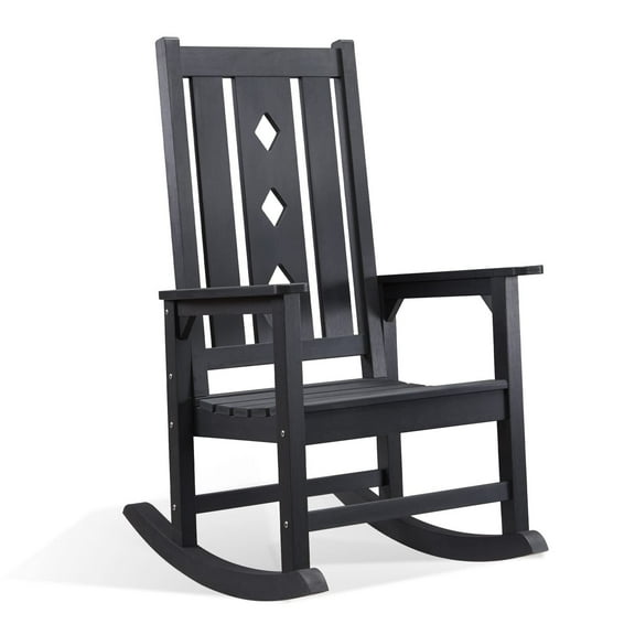 GONICHA Oversized Rocking Chair, Outdoor Rocking Chair for Adults, All Weather Resistant Porch Rocker for Lawn Garden,Black
