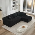 thumbnail image 5 of 106" Black Plush Corduroy Modular Sectional Sofa L-Shape with Right Facing Chaise, Deep Seat Modern Living Room Couch, No Assembly Required, SF502BK-RFC, 5 of 26